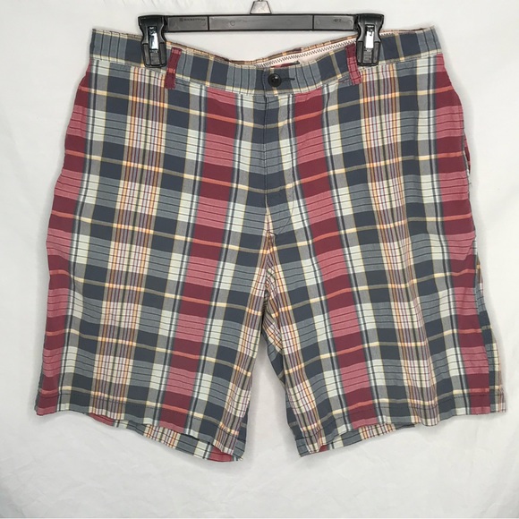 Nautica Other - Nautica‎ Clipper Men's 36 Relaxed Fit Flat Front Casual Shorts Blue White Plaid